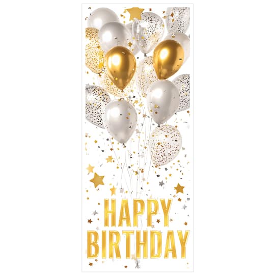 Beistle 6ft. x 30" Gold & Silver Happy Birthday Door Covers, 2ct.